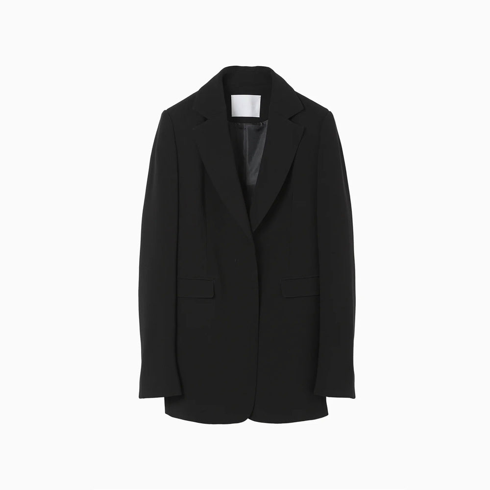 Acetate Polyester Collarless Suit Jacket - black