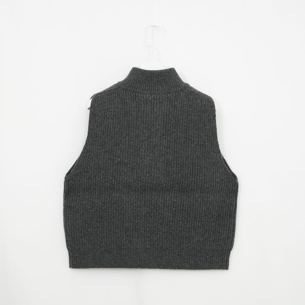 
                  
                    RIBBED KNIT WOOL VEST-CAMEL-
                  
                