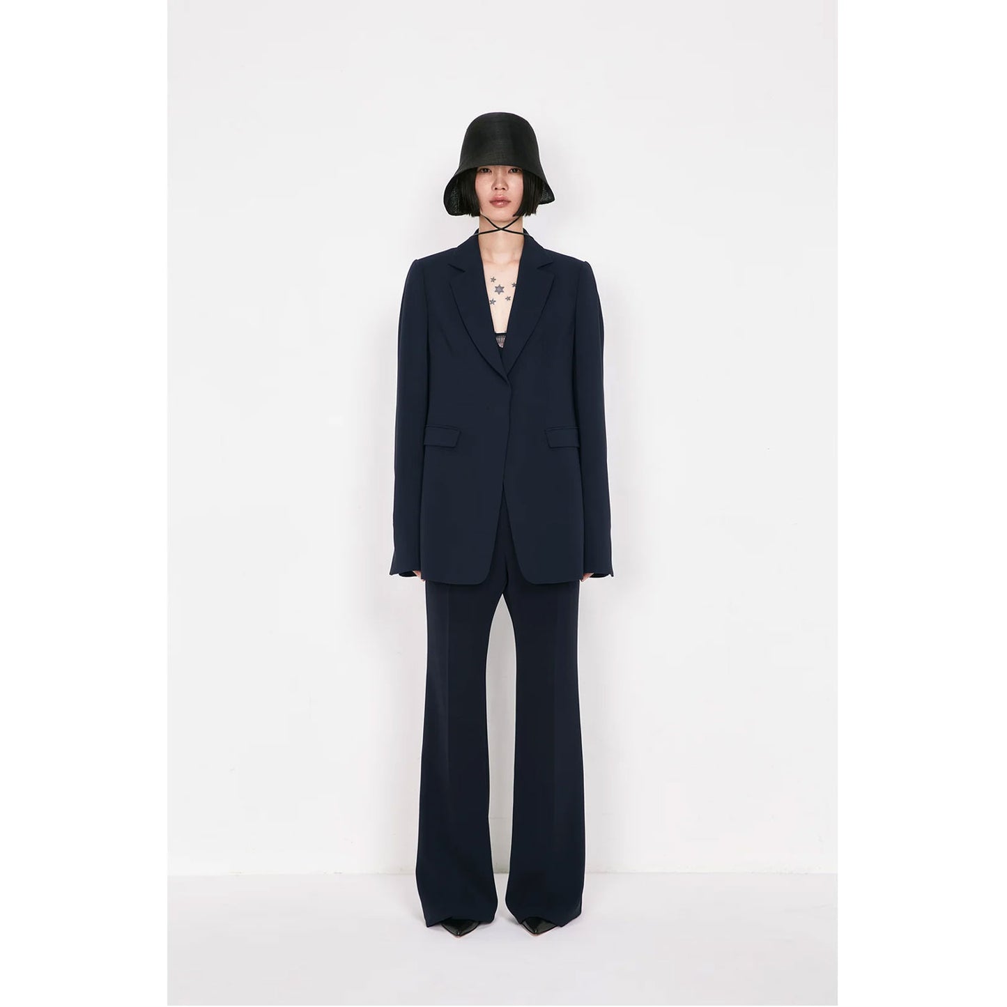 
                  
                    Acetate Polyester Collarless Suit Jacket - black
                  
                