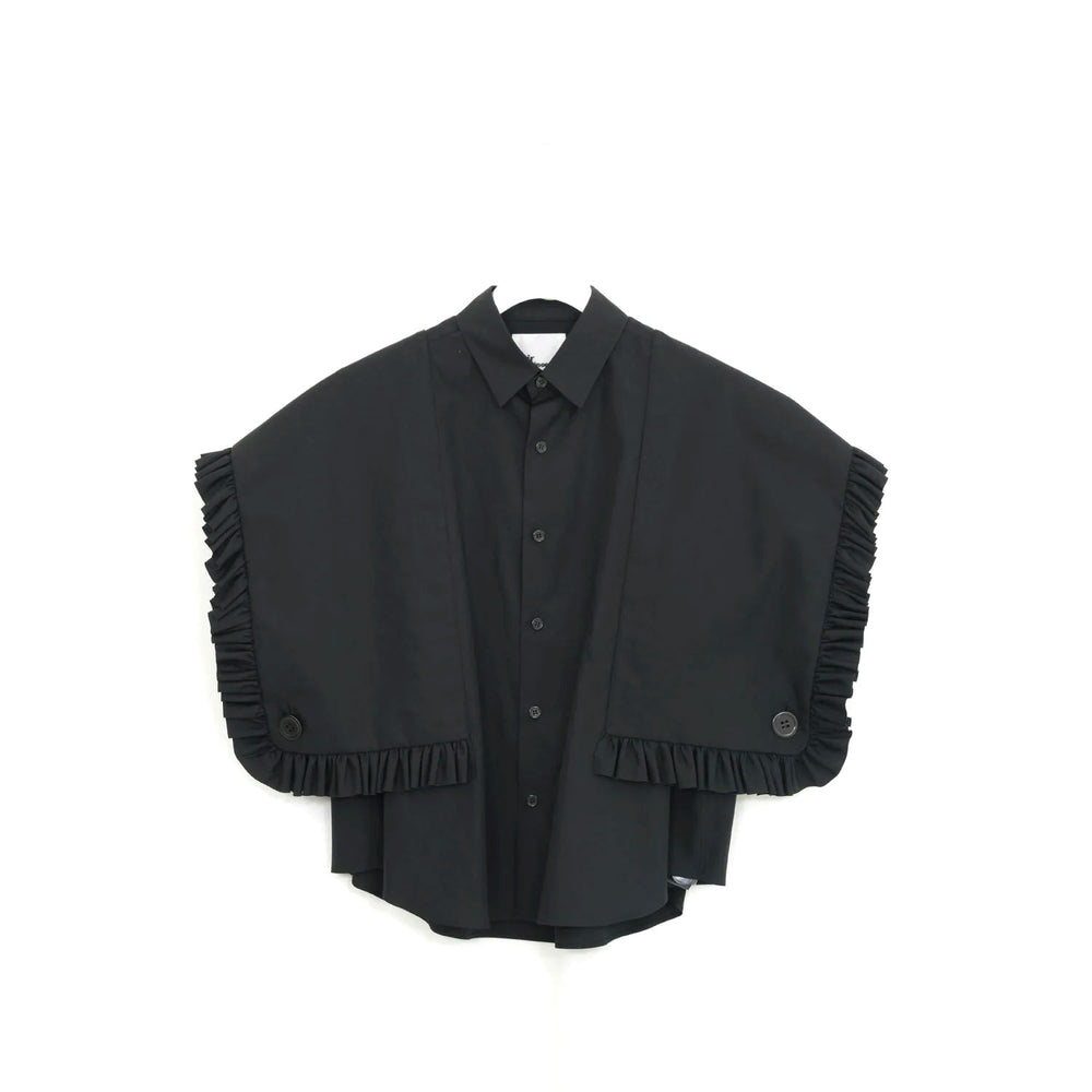 ラッフル半袖シャツ- BLACK-