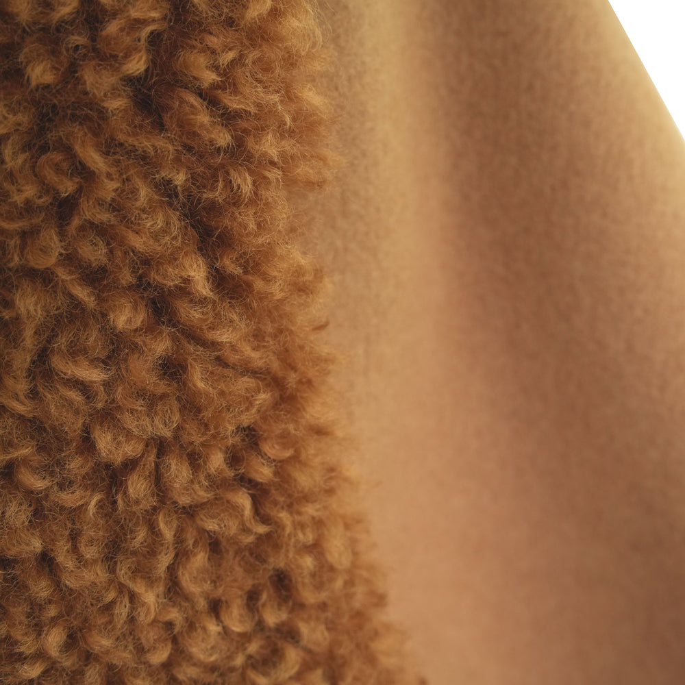 
                  
                    DOUBLE FACE FAUX SHEARLING DUFFLE JACKET-CREAM-
                  
                