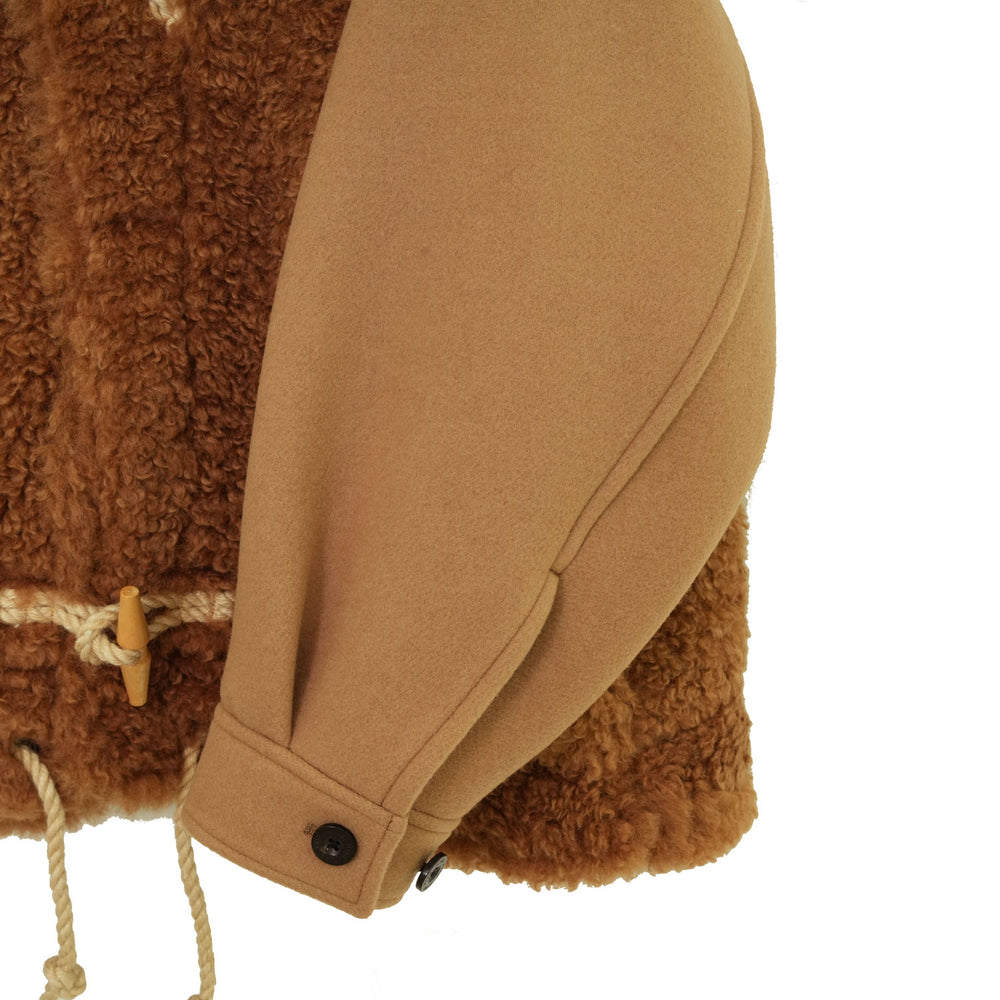 
                  
                    DOUBLE FACE FAUX SHEARLING DUFFLE JACKET-CREAM-
                  
                