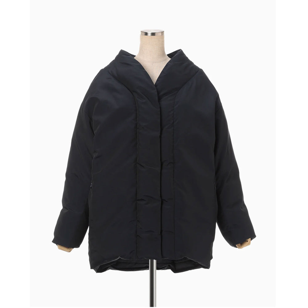 Silk Nylon Rounded Down Jacket - navy – OBLIGE