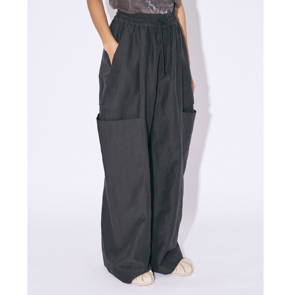 パンツ linen cotton satin bow silhouette pants linen cotton satin bow silhouette pants – OBLIGE