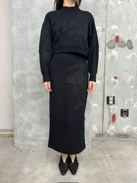 
                  
                    Floral Embroidery Sweat Skirt-LIGHT BLUE-
                  
                