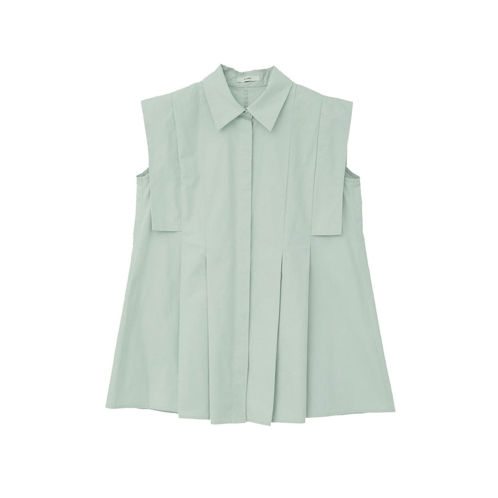 PANELL PLEAT SQUARE SLEEVE SHIRTS -NAVY- – OBLIGE