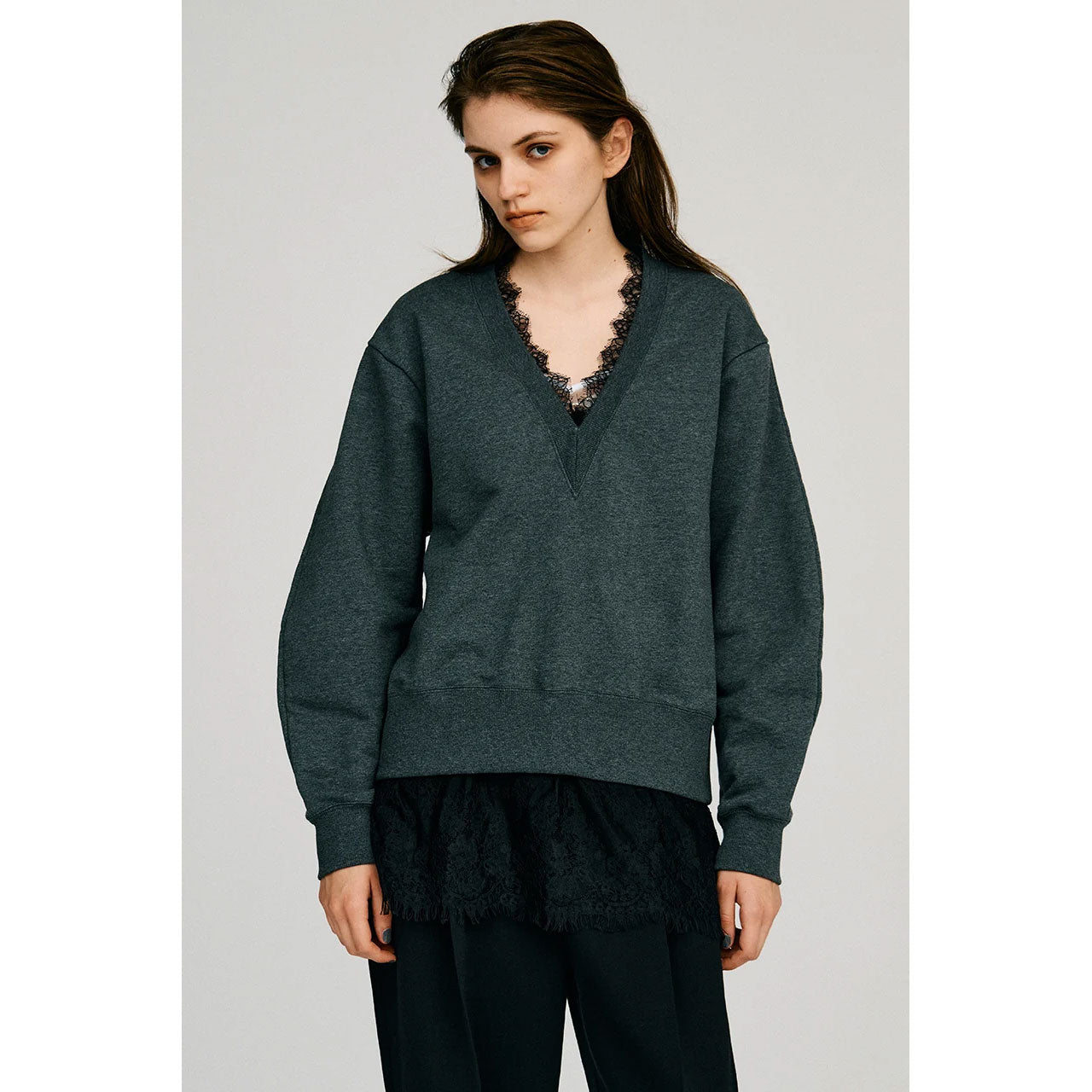 
                  
                    V-Neck Lace Sweatshirt
                  
                