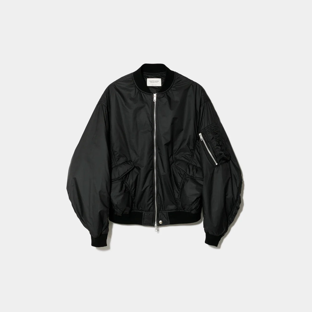 nylon ripstop fan shape MA-1 blouson -black-