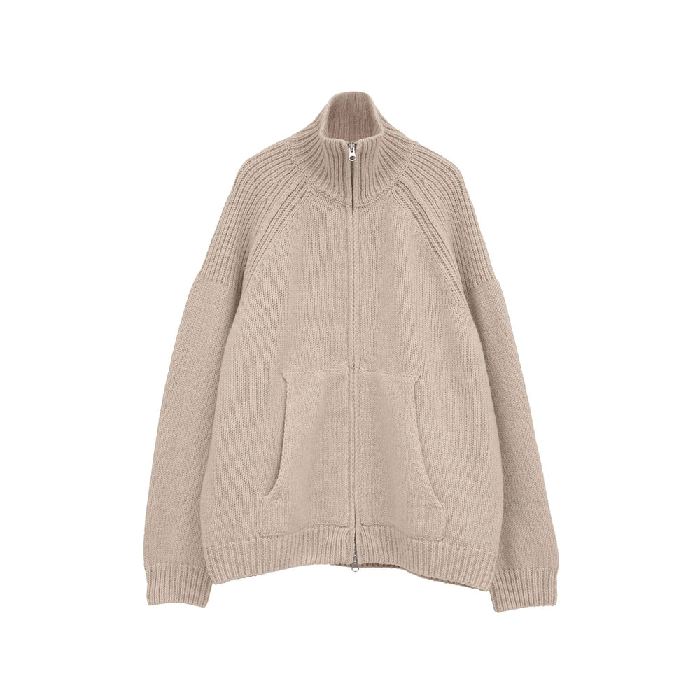 POCKET ZIP KNIT TOPS-BEIGE-