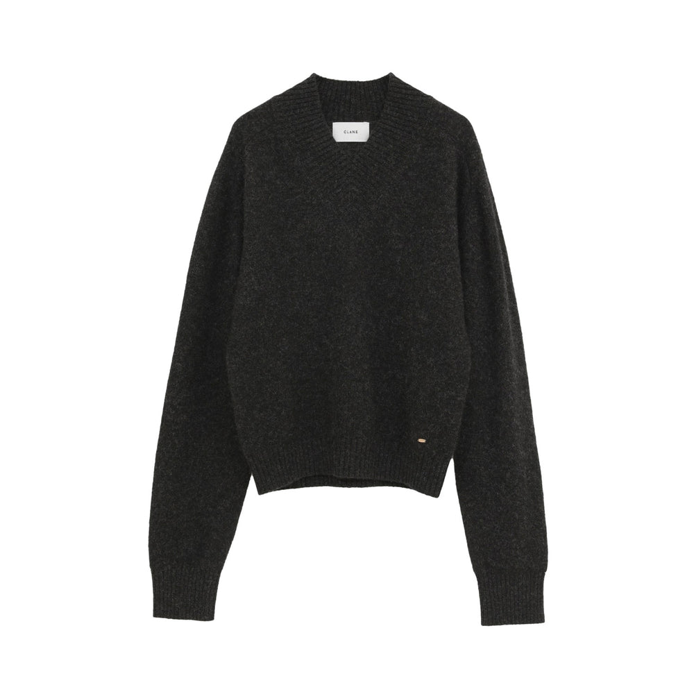 YAK V NECK KNIT TOPS -CHACOAL GRAY-