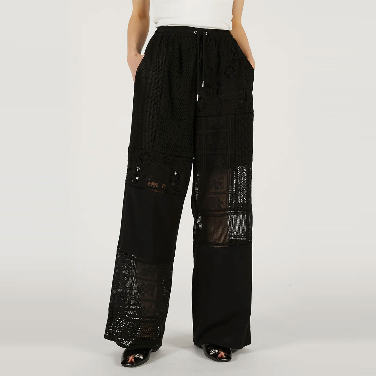 
                  
                    Panel Lace Pants-Black-
                  
                