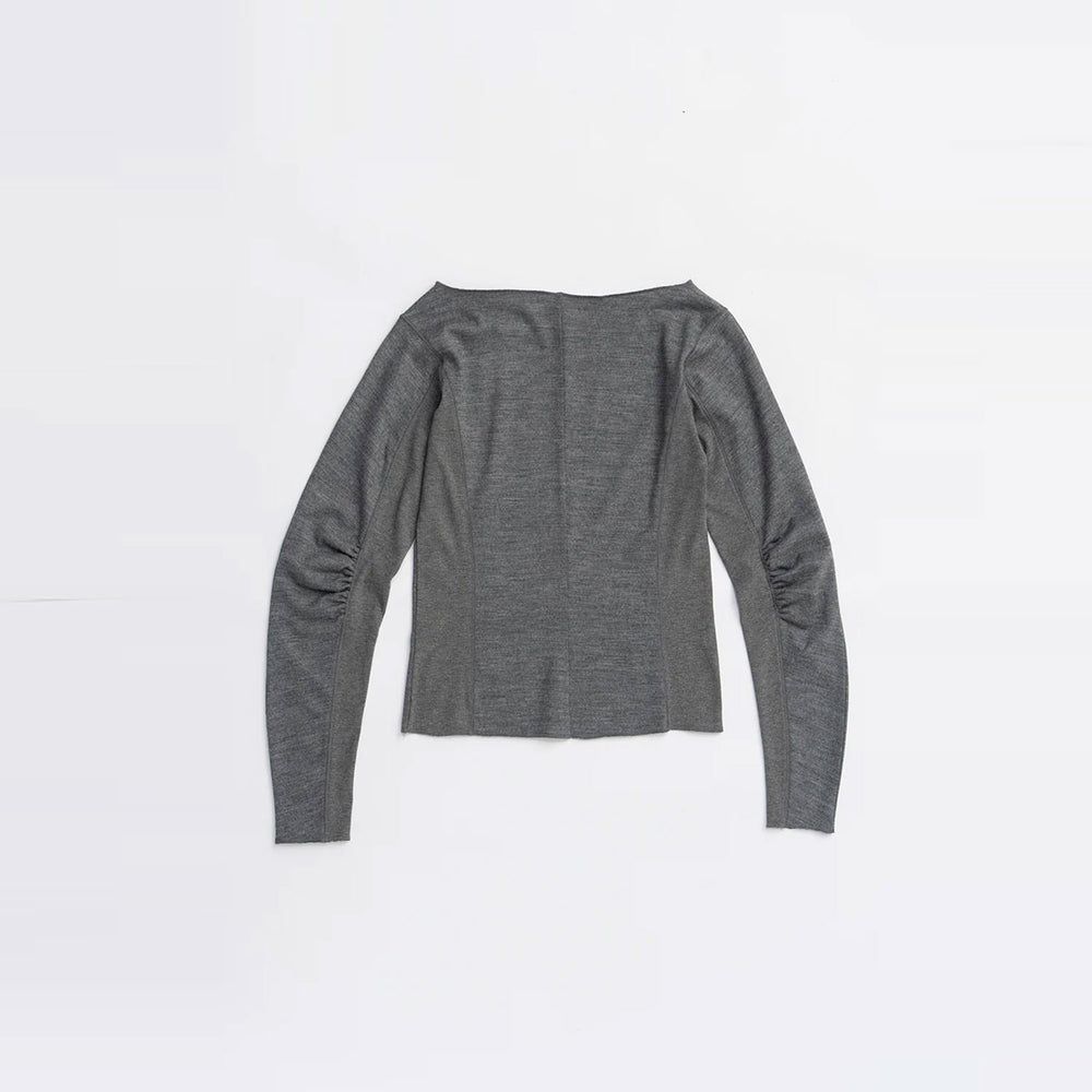 Wool Slouchy Sleeve Top -GREY-