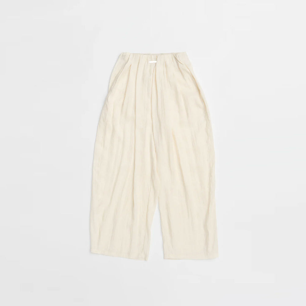 Satin Gathered Balloon Pants -WHITE-