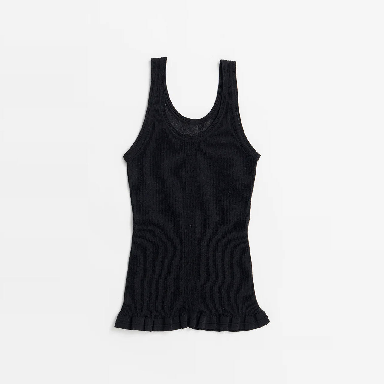 
                  
                    Sheer Rib Frill Hem Knit Tank -BLACK-
                  
                