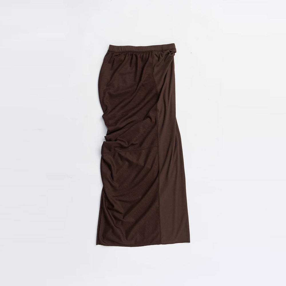 Wool Slouchy Skirt-BROWN-