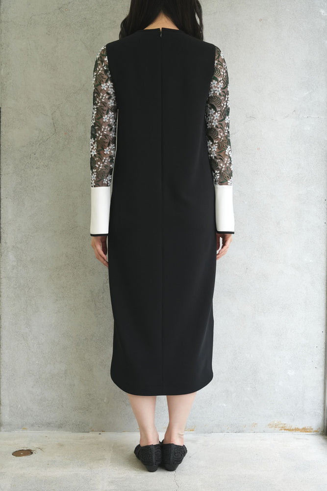 
                  
                    Floral Lace-Sleeve Classic Dress - black
                  
                