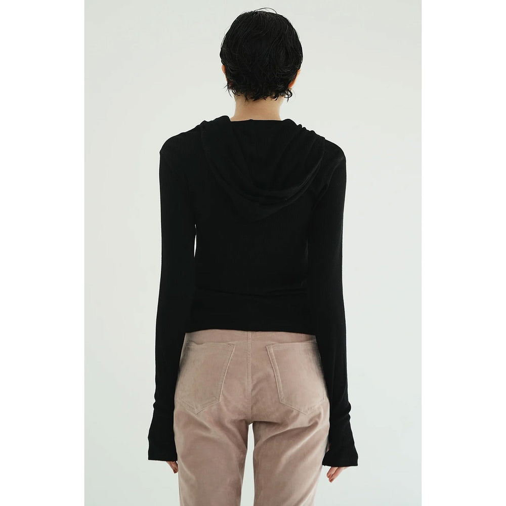 トップス WOOL RIB HOODED TIGHT TOPS WOOL RIB HOODED TIGHT TOPS -BLACK- – OBLIGE