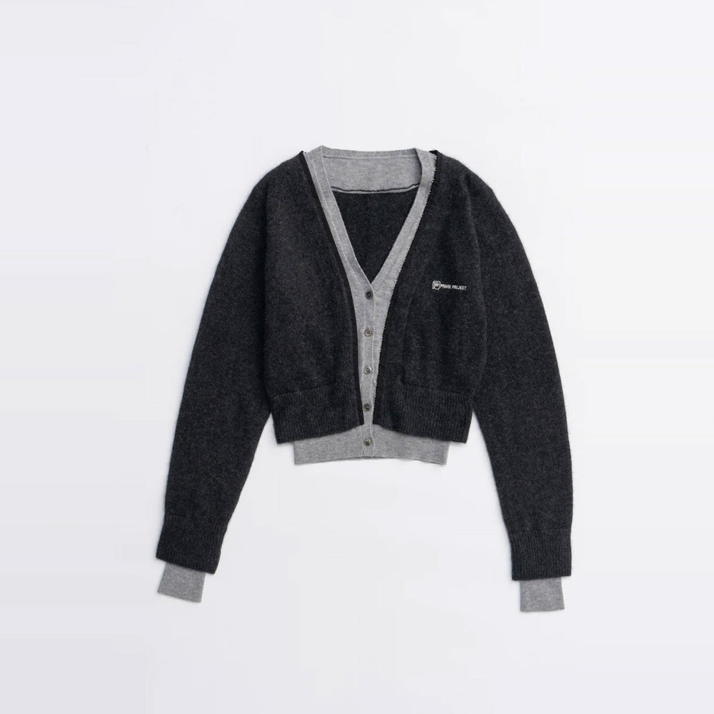 
                  
                    V-Neck Layered CardiganC.GREY-
                  
                