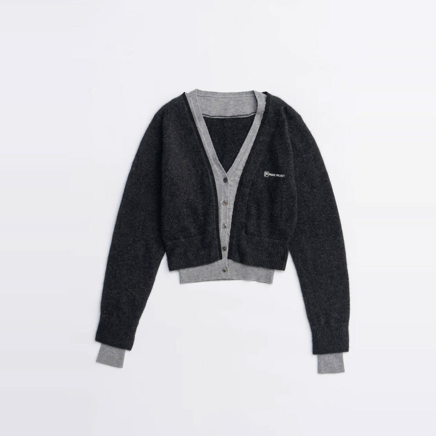 
                  
                    V-Neck Layered CardiganC.GREY-
                  
                