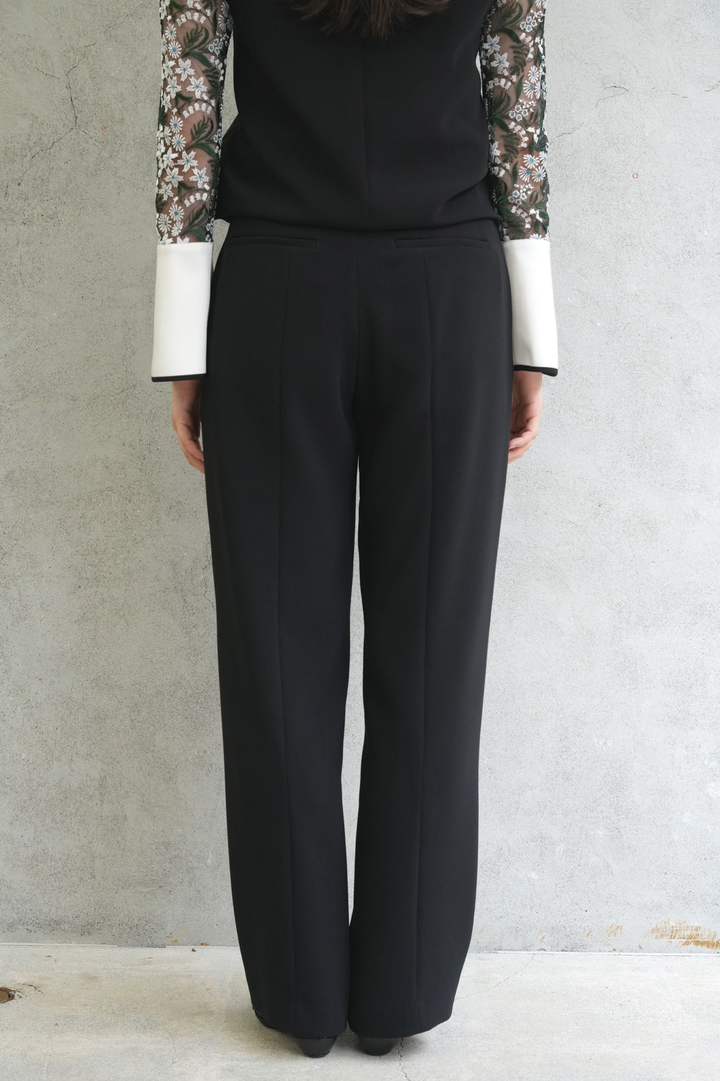 
                  
                    Triacetate Polyester Georgette High Waisted Trousers - black
                  
                