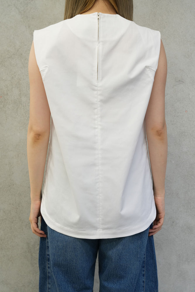 
                  
                    TASLAN TWILL SLEEVELESS TOP-WHITE-
                  
                