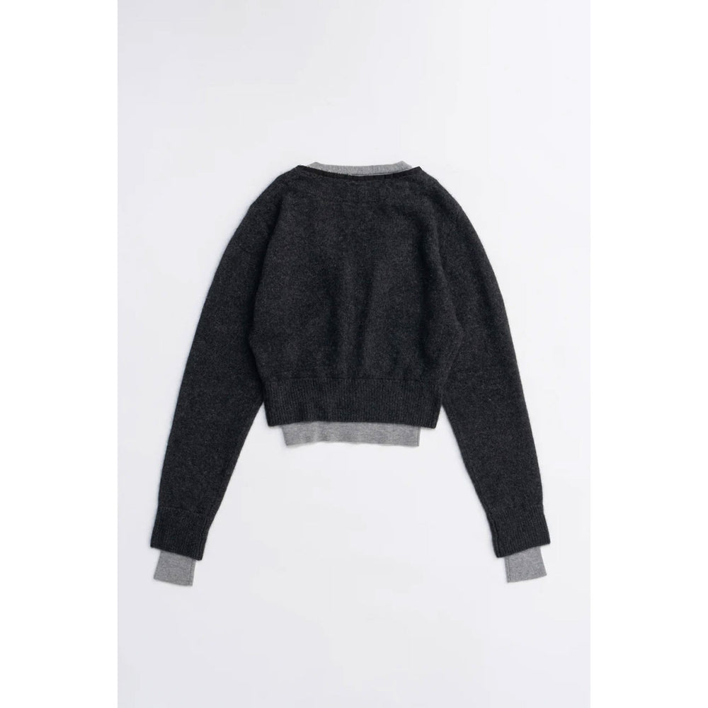 
                  
                    V-Neck Layered CardiganC.GREY-
                  
                