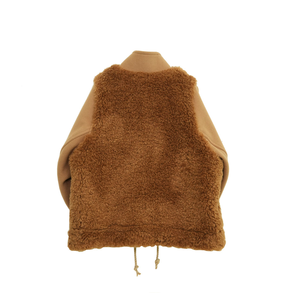 
                  
                    DOUBLE FACE FAUX SHEARLING DUFFLE JACKET-CREAM-
                  
                