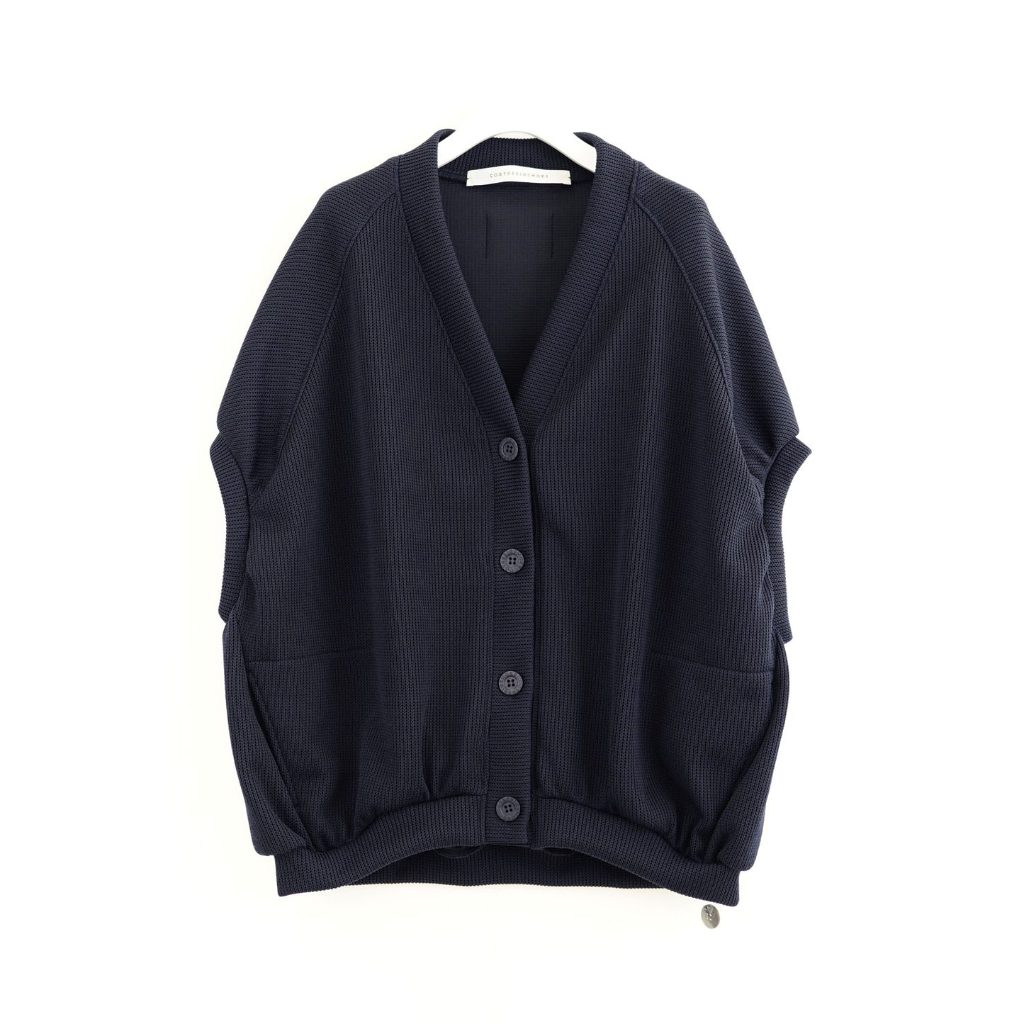 
                  
                    NEELA PUFF SLEEVE CARDIGAN / HI-LO GAUGE KNIT-LIKE JERSEY -NAVY-
                  
                