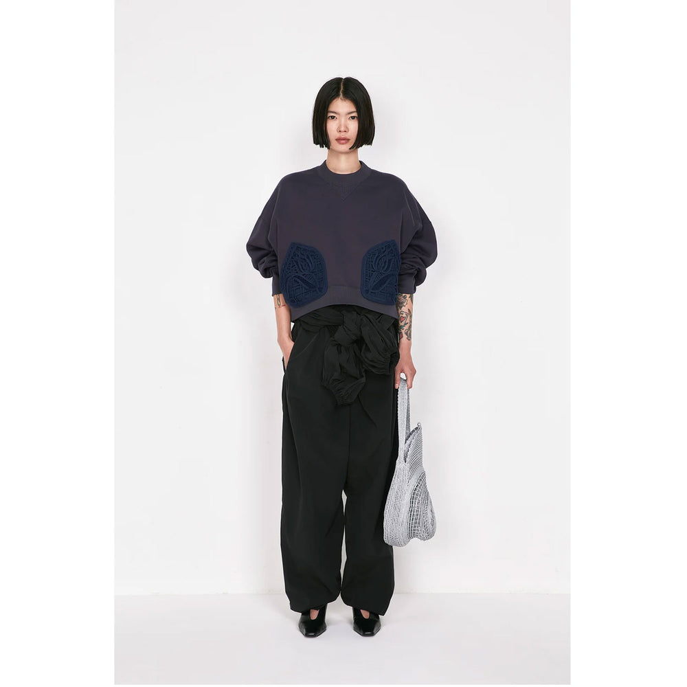 トップス Cording Embroidery Cropped Sweatshirt Cording Embroidery Cropped Sweatshirt - ecru – OBLIGE