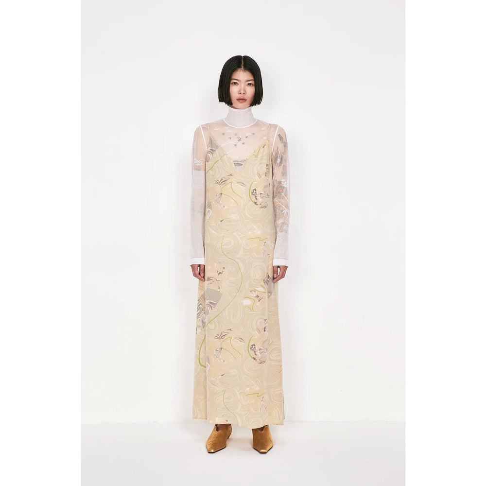 Ｎａｔｕｒｅ　Ｐａｔｔｅｒｎ　Ｓｈｅｅｒ　Ｋｎｉｔｔｅｄhighneck top Nature Pattern Sheer Knitted High Neck Top - white – OBLIGE