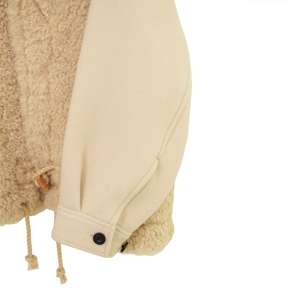 
                  
                    DOUBLE FACE FAUX SHEARLING DUFFLE JACKET-CREAM-
                  
                