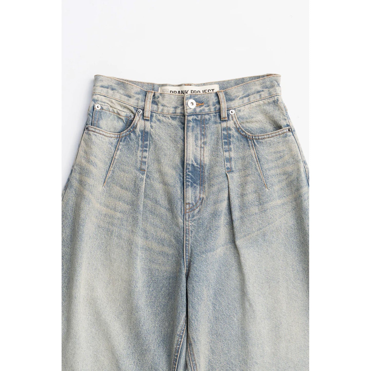
                  
                    High-waisted Curved Denim-BLUE-
                  
                