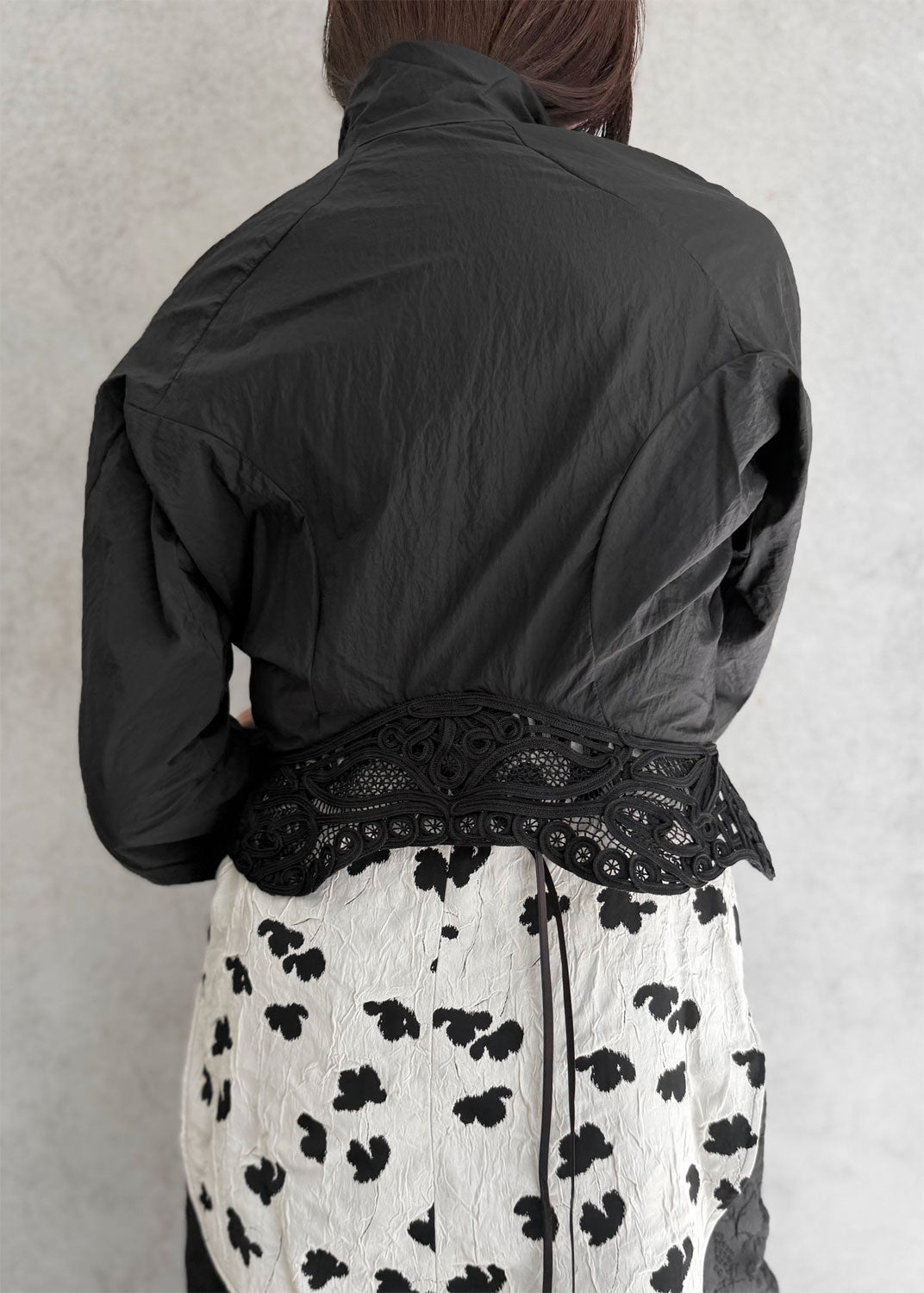 
                  
                    Nylon short Jacket with Cording Embroidery Detail
                  
                