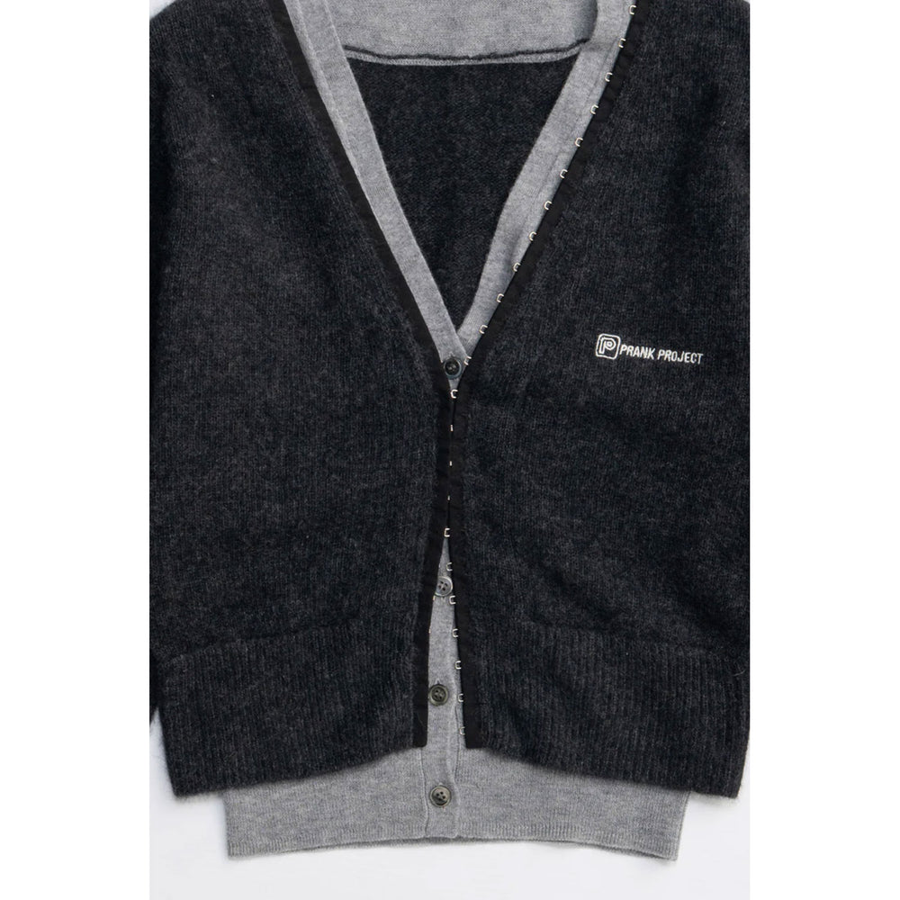
                  
                    V-Neck Layered CardiganC.GREY-
                  
                