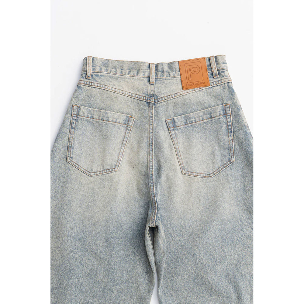
                  
                    High-waisted Curved Denim-BLUE-
                  
                