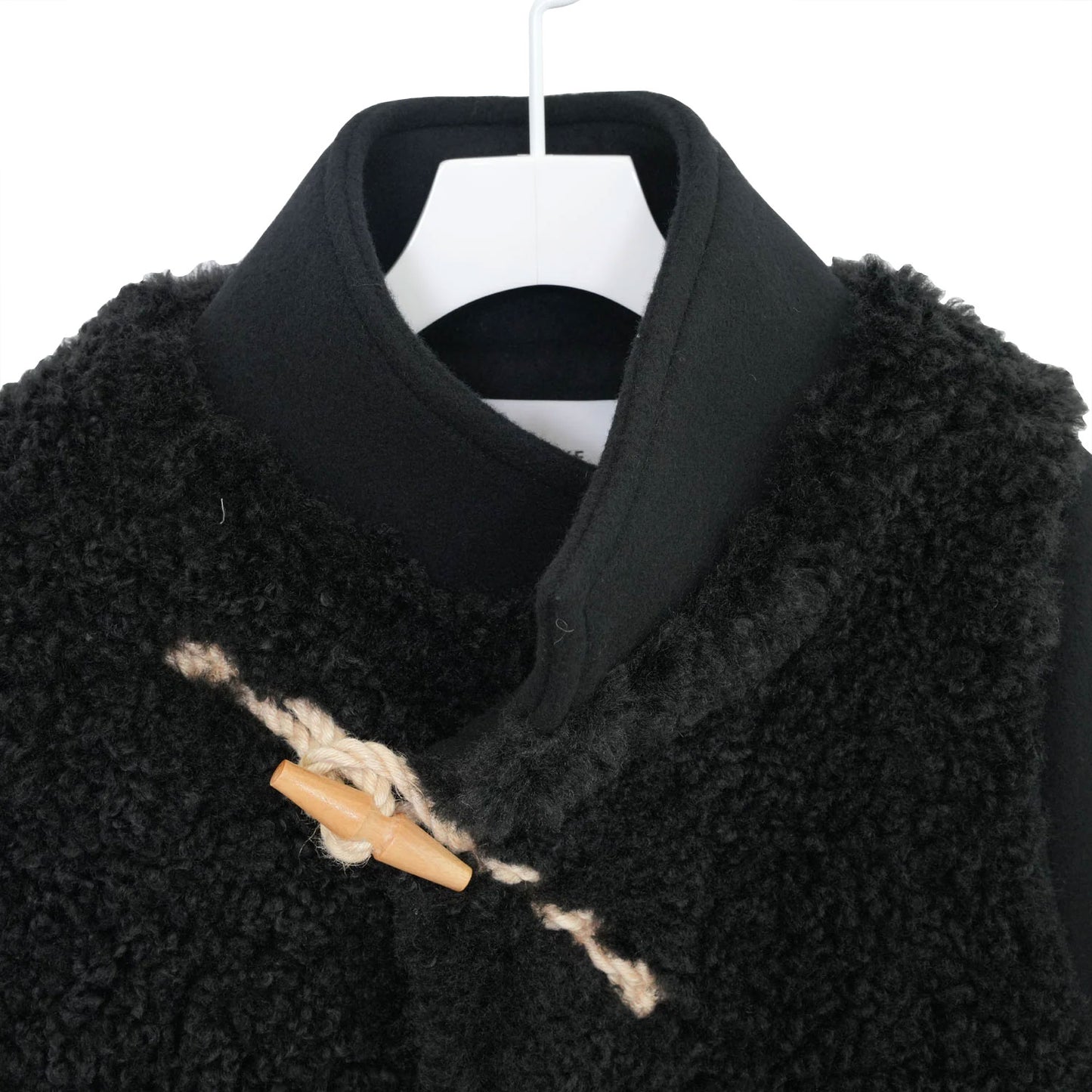 
                  
                    DOUBLE FACE FAUX SHEARLING DUFFLE JACKET-CREAM-
                  
                