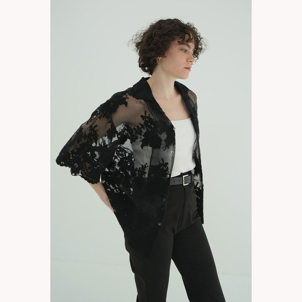 CLANE SHEER FLOWER LACE SHIRTS サイズ2 SHEER FLOWER LACE SHIRTS｜TOPS(トップス)｜CLANE OFFICIAL