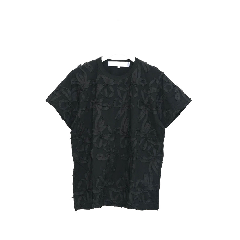 リボン刺繍Tシャツ -BLACK-