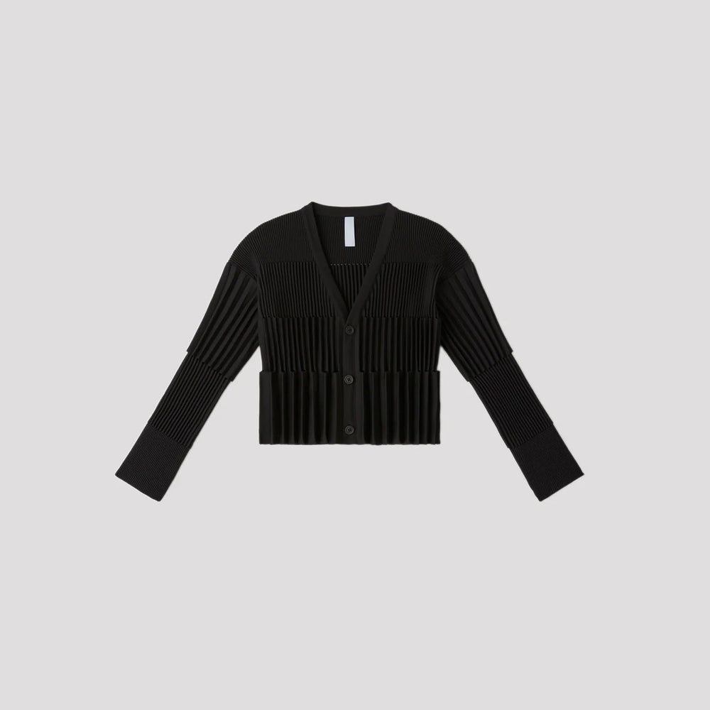 ACCORDION CROPPED CARDIGAN-BLACK-