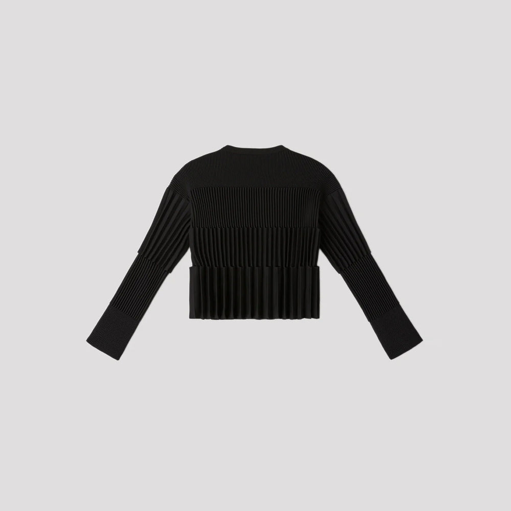 
                  
                    ACCORDION CROPPED CARDIGAN-BLACK-
                  
                