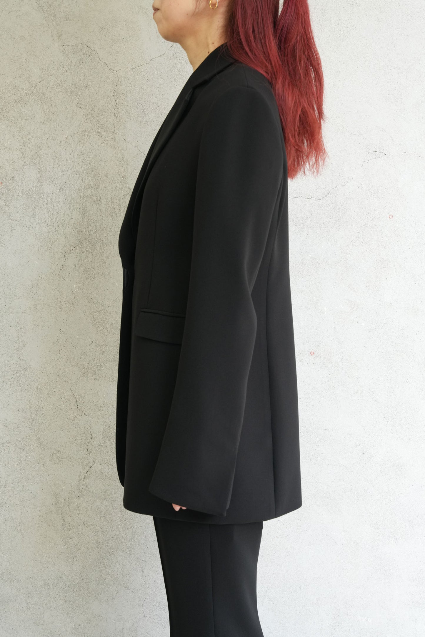 
                  
                    Acetate Polyester Collarless Suit Jacket - black
                  
                