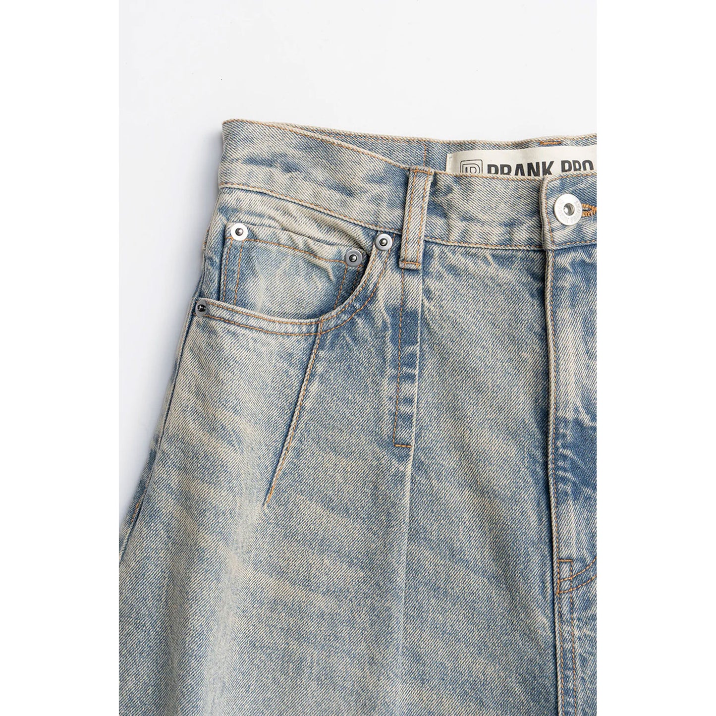 
                  
                    High-waisted Curved Denim-BLUE-
                  
                
