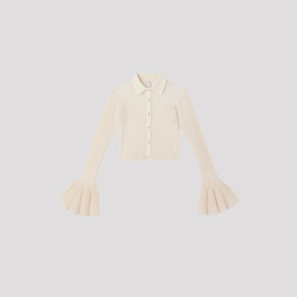 HYPHA LUCENT GLITTER SHIRT CARDIGAN-PEARLGOLD