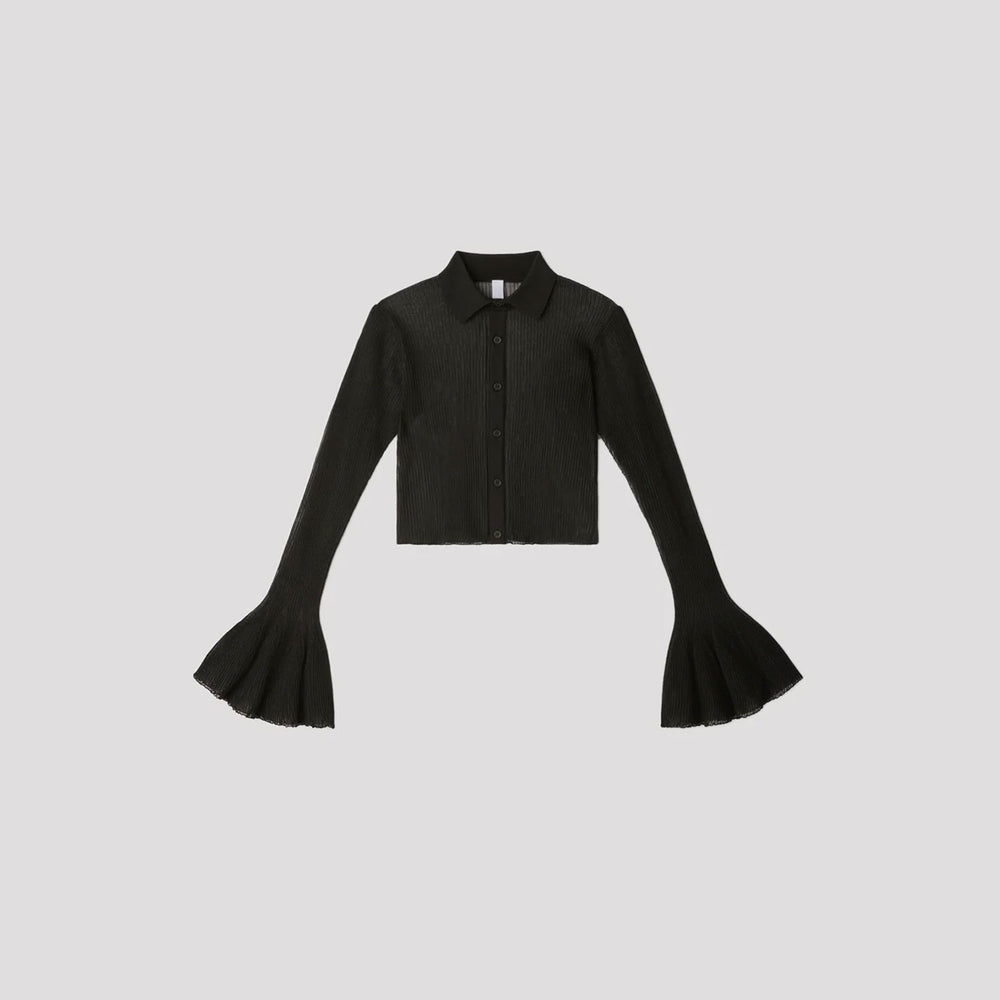 HYPHA LUCENT GLITTER SHIRT CARDIGAN-BLACKBLACK-