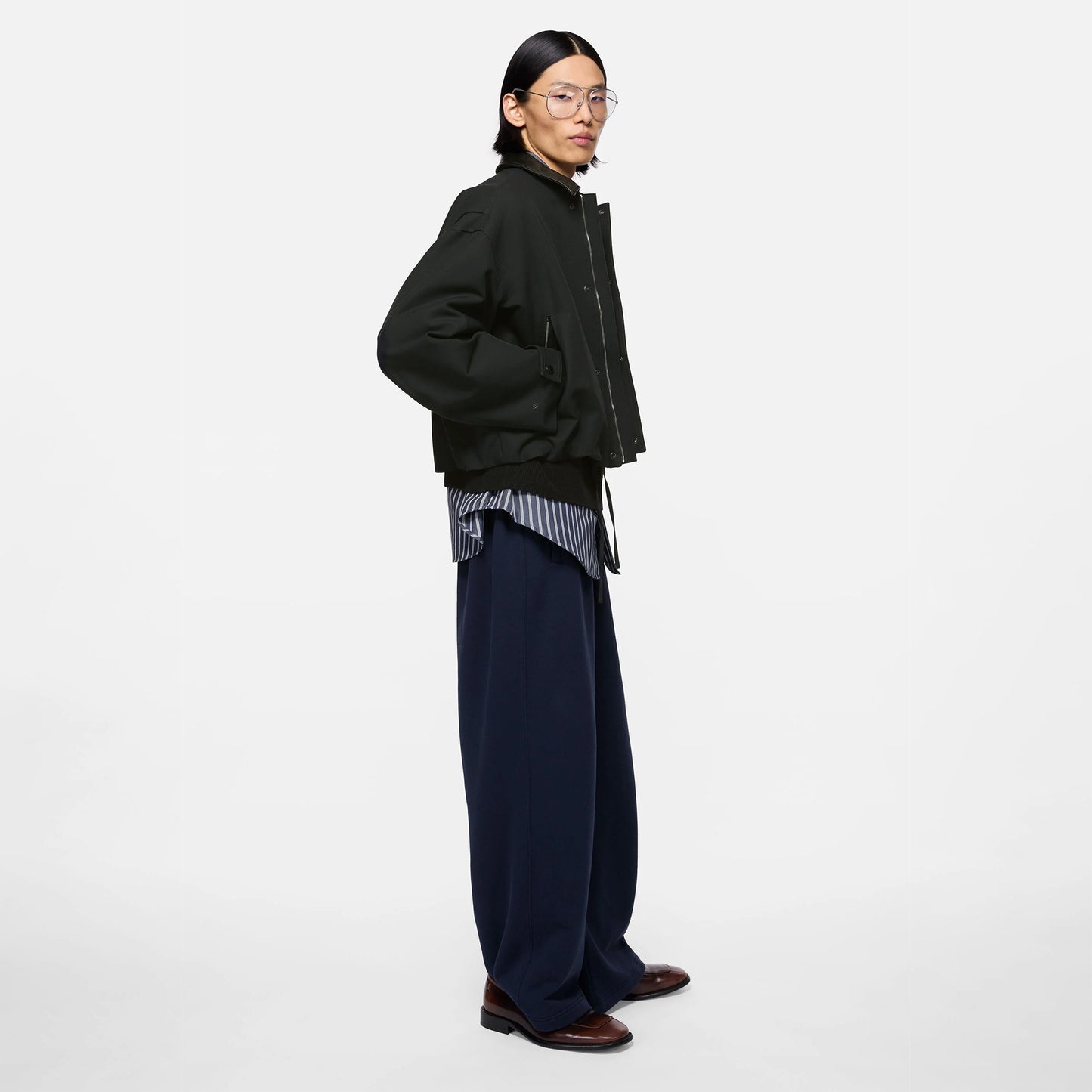
                  
                    BOMBER WITH LEATHER COLLAR
                  
                