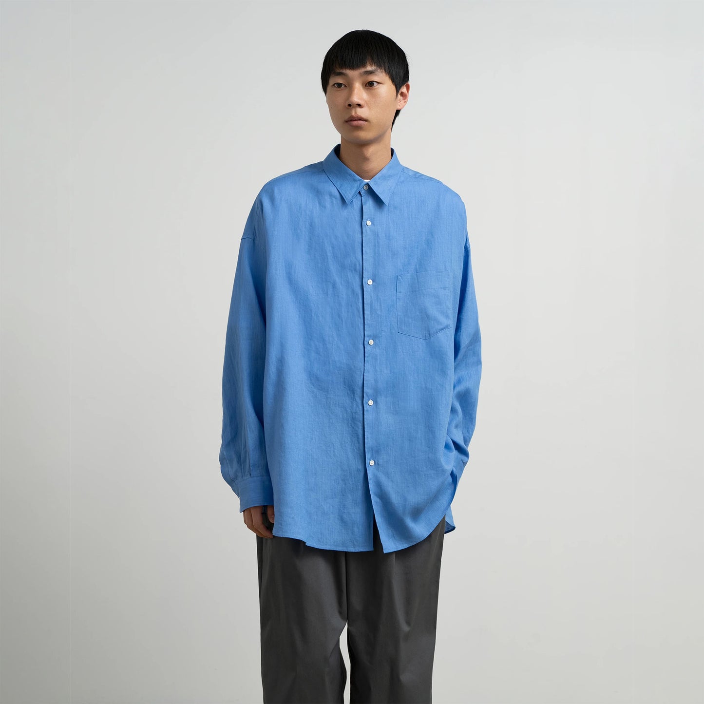 
                  
                    LINEN L/S OVERSIZED REGULAR COLLAR SHIRT
                  
                