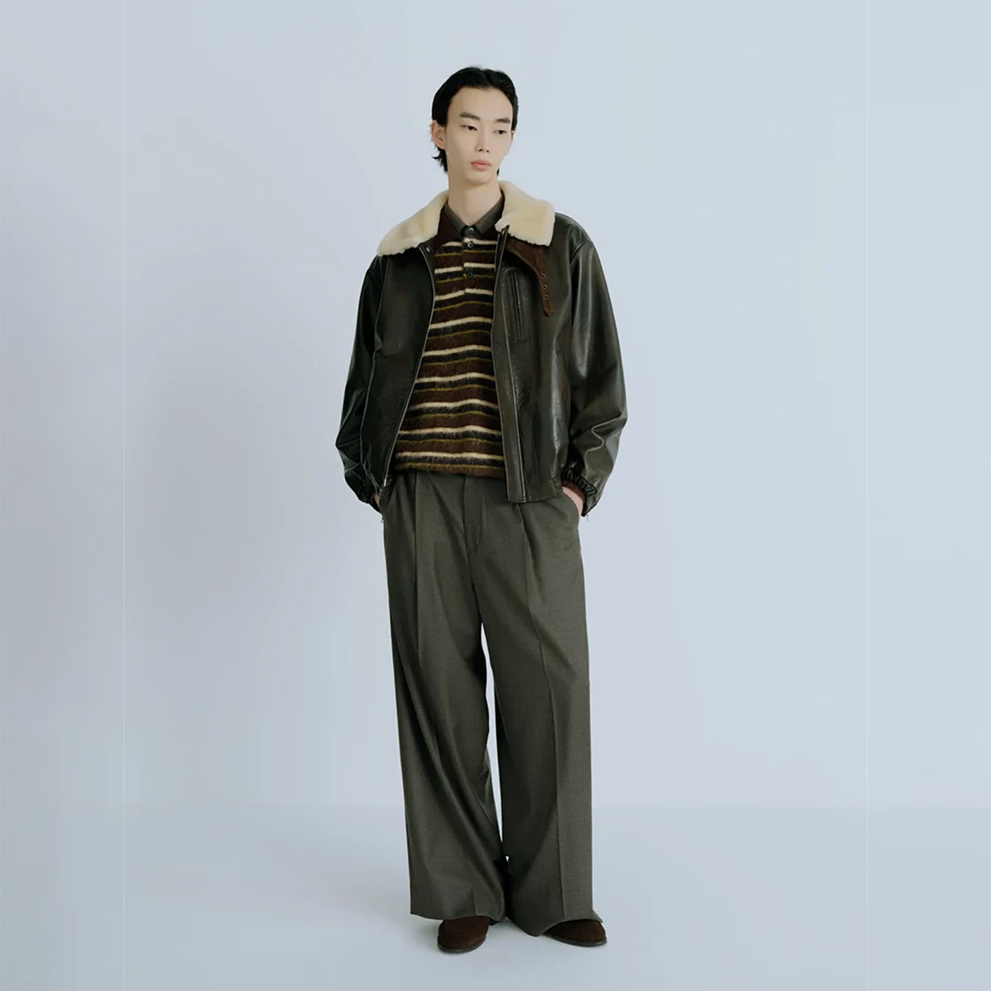 
                  
                    MOUTON COLLAR CALF ZIP JACKET
                  
                
