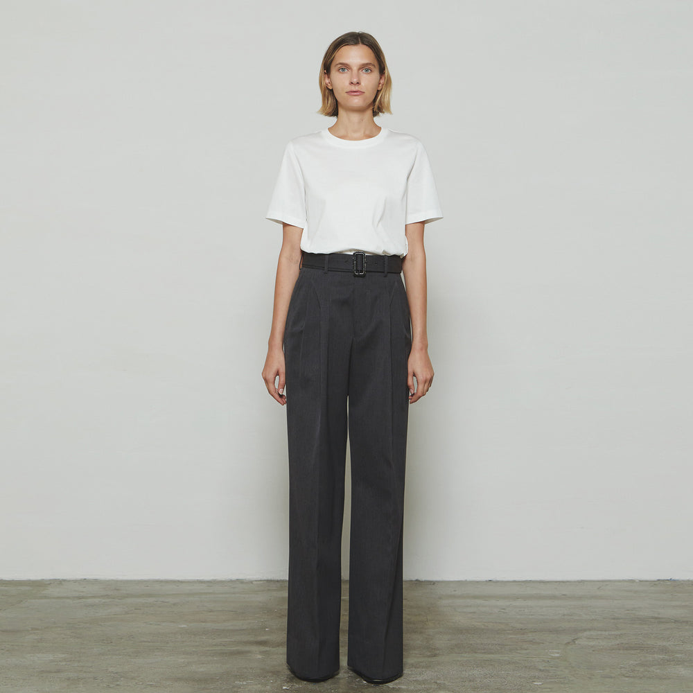 RERACS SUPER TWILL S+S THE SLACKS BELTED 2 TUCK -TOP GRAY- – OBLIGE