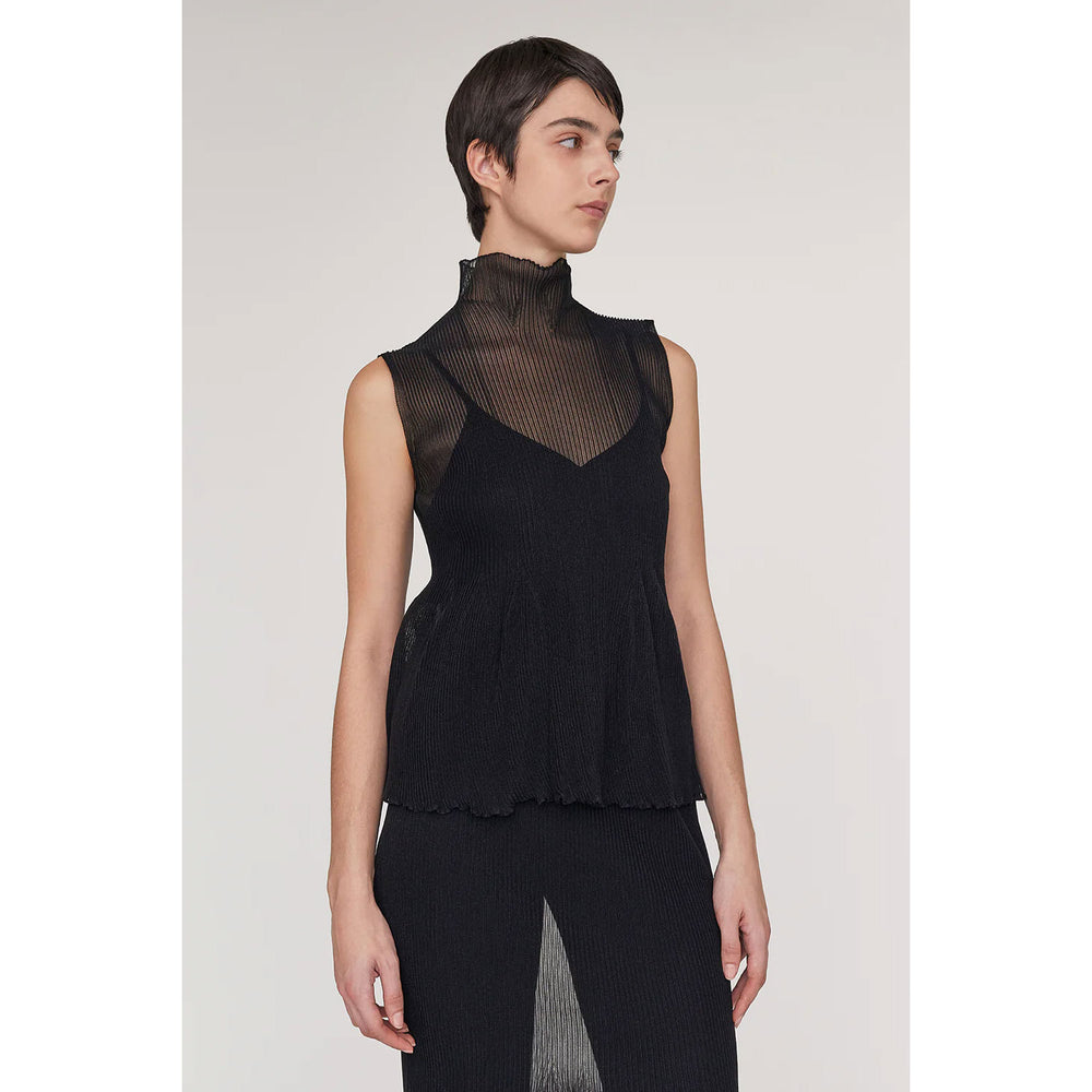 HYPHA LUCENT GLITTER SLEEVELESS TOP-PEARL GOLD- – OBLIGE