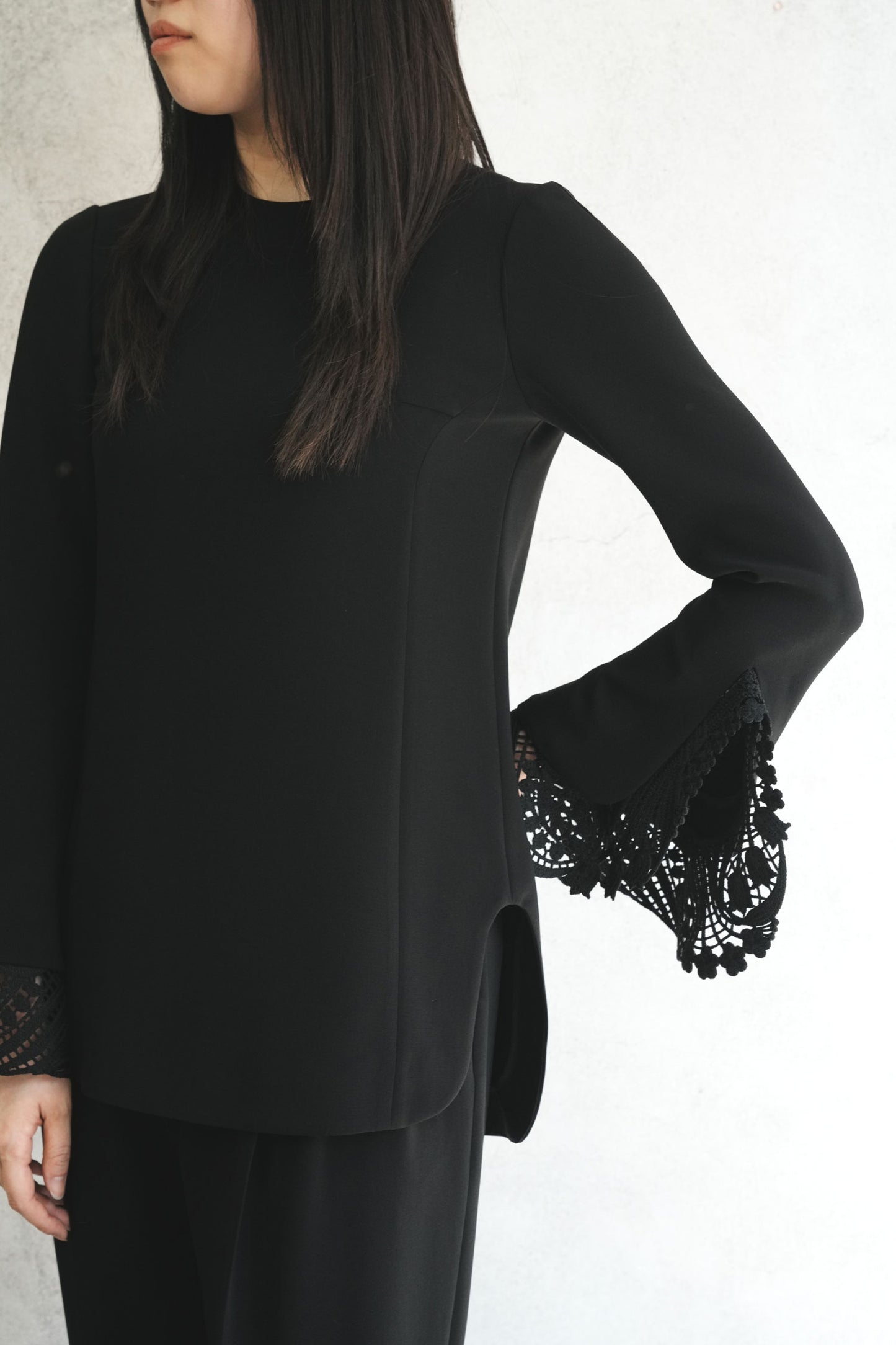 
                  
                    Embroidered Cuffs Top - black
                  
                